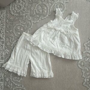 white two piece summer tank and culottes